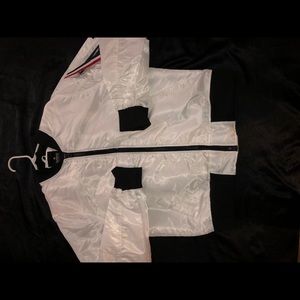 White raincoat material jacket